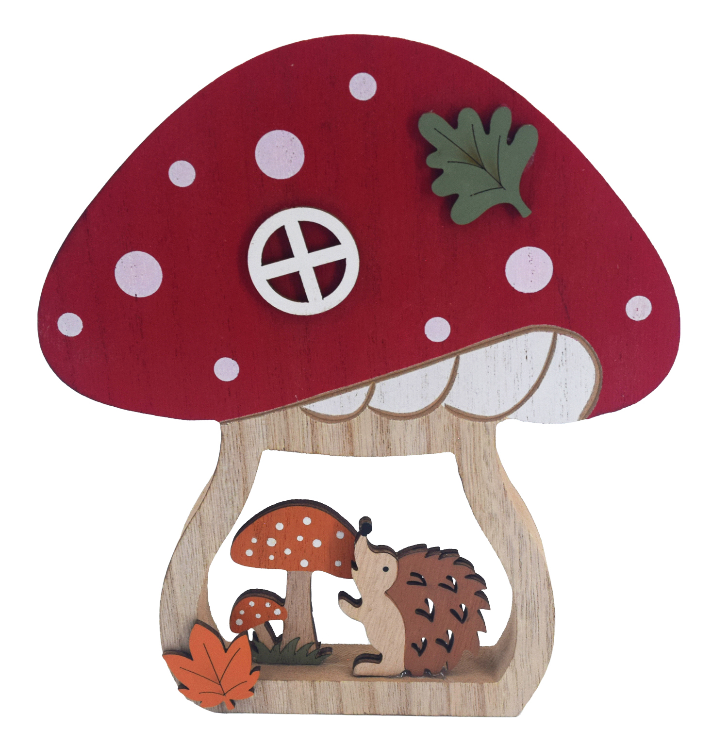 NOVOOO Standdeko Pilzhaus mit Igel 20 x 2 x 17,5 cm