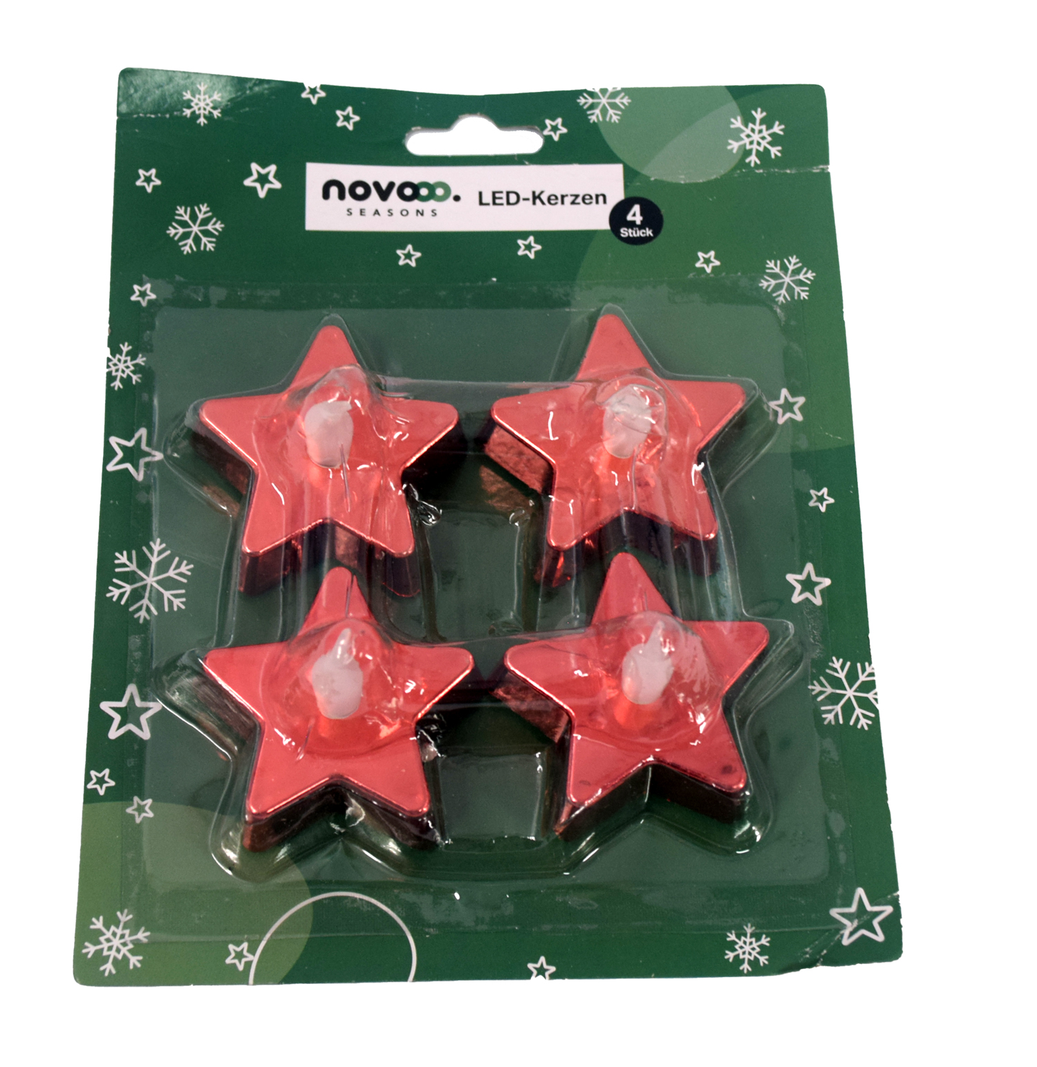 NOVOOO Seasons LED-Kerzen Sterne 4 Stück rot