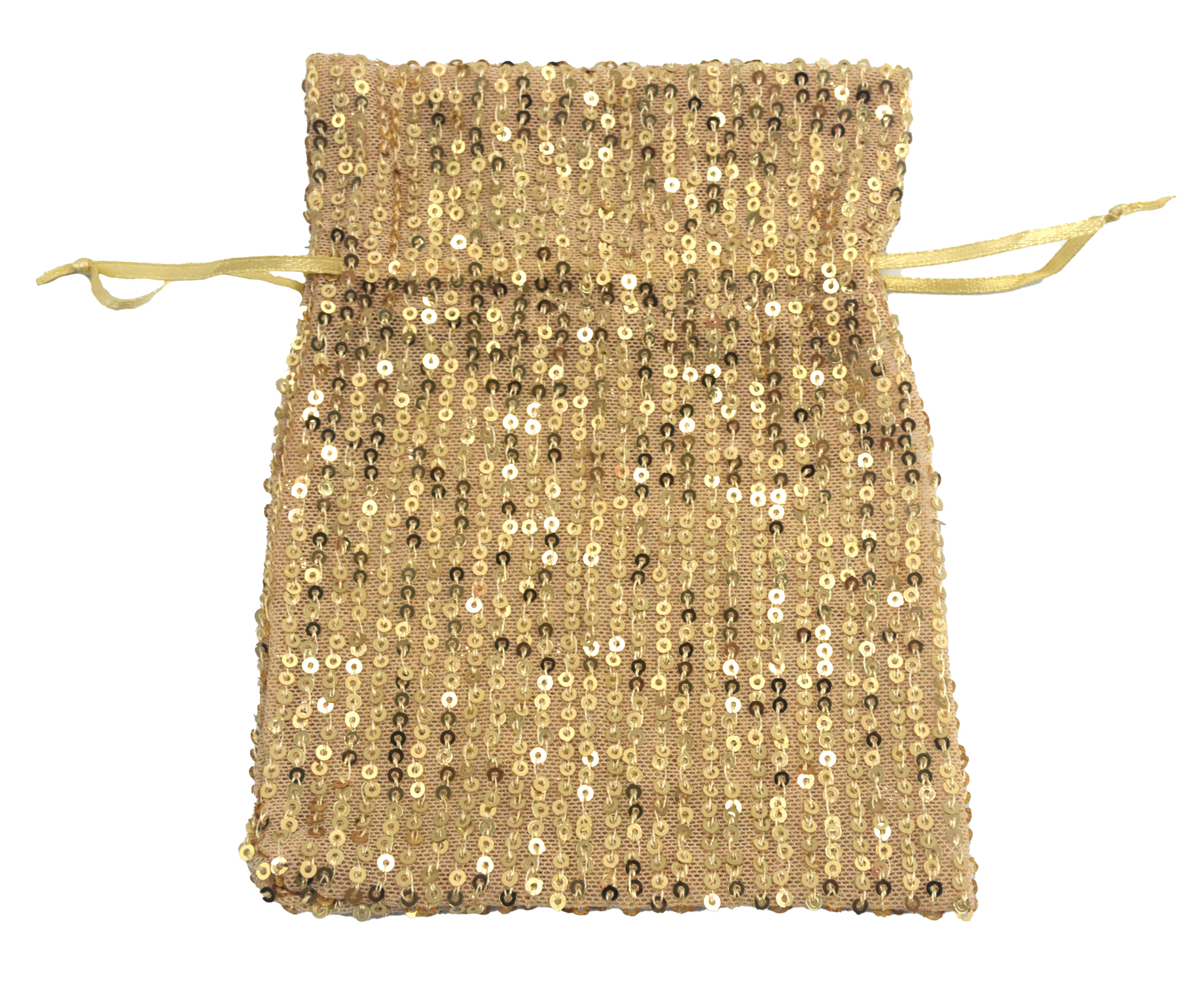 NOVOOO Seasons Stoffsäckchen mit Pailletten und Zugband gold