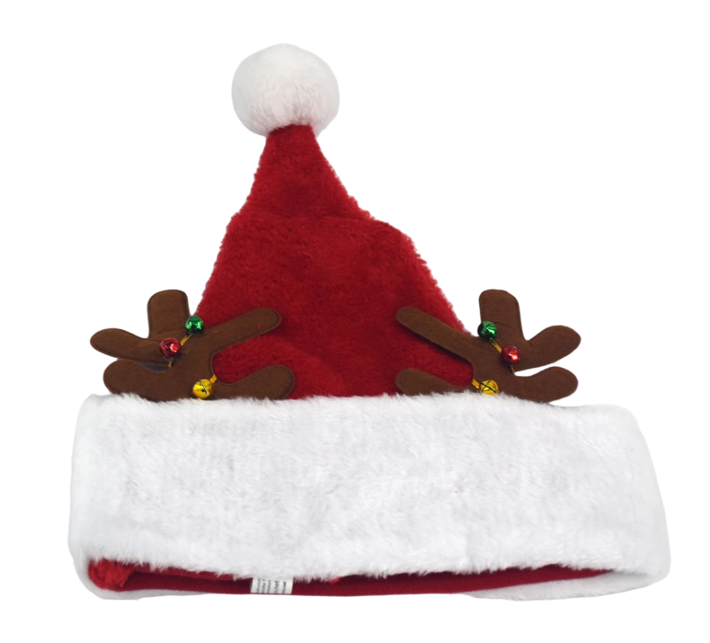 NOVOOO Seasons Weihnachtsmütze mit Rentiergeweih und Glocken