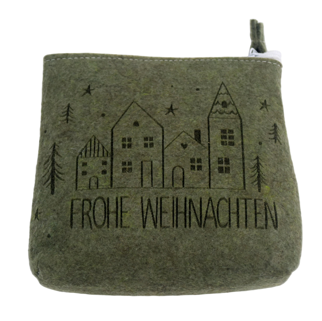 NOVOOO Seasons Filztasche Frohe Weihnachten 15 x 13 cm grün
