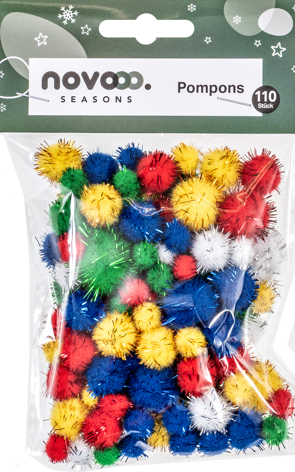 NOVOOO Seasons Xmas Glitter Pompons 110 Stück