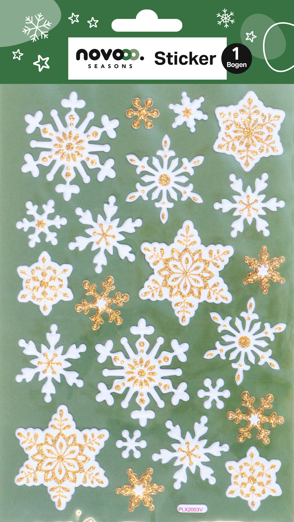 NOVOOO Seasons Xmas Pop-Up Sticker Schneeflocken weiß/gold