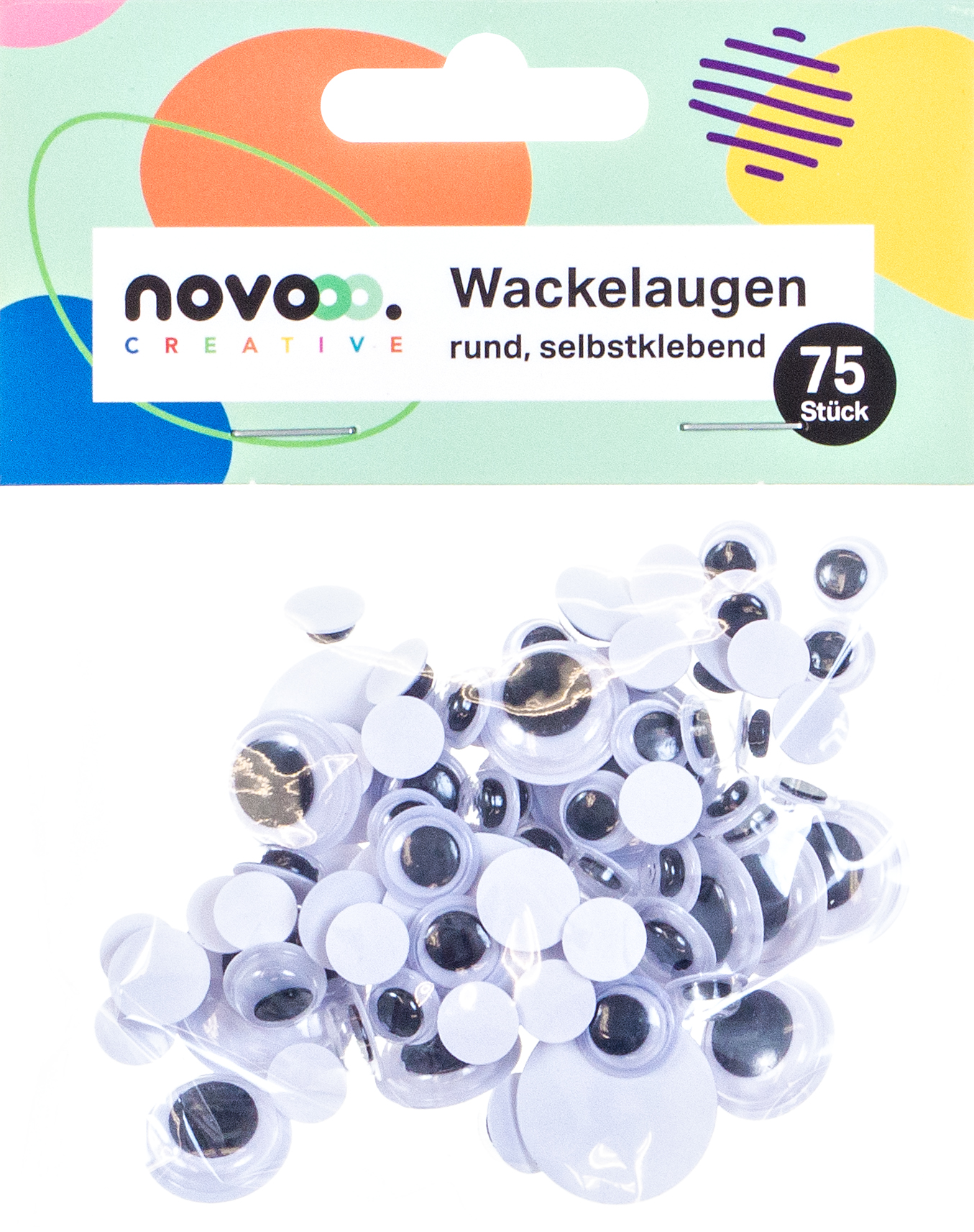 NOVOOO Creative Wackelaugen rund 75 Stück