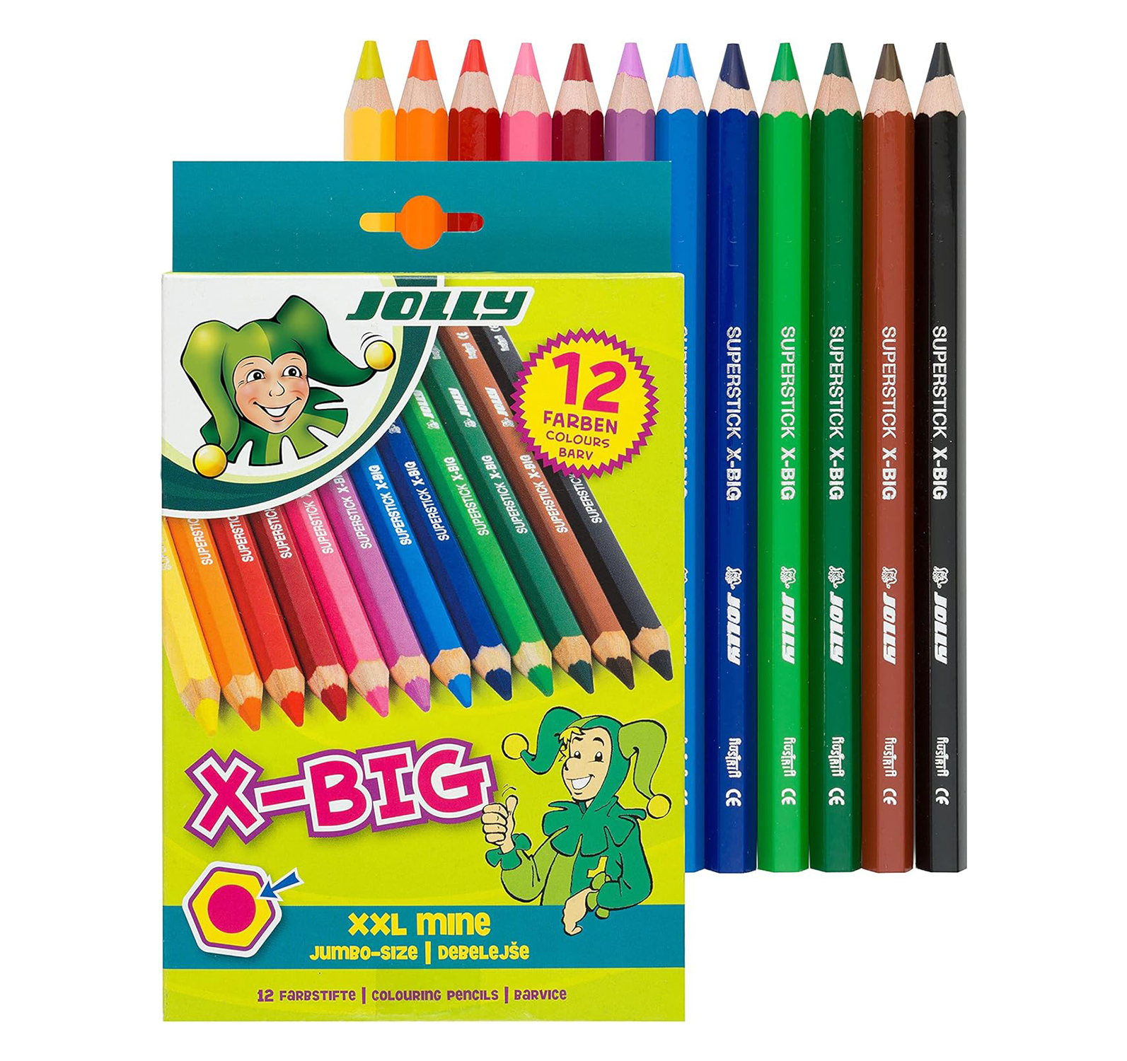 JOLLY Buntstift X-BIG 12er-Pack im Kartonetui mehrere Farben