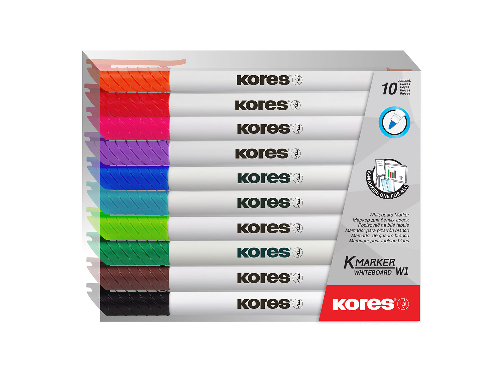 KORES Whiteboardmarker K-Marker W1 10 Stück mehrere Farben