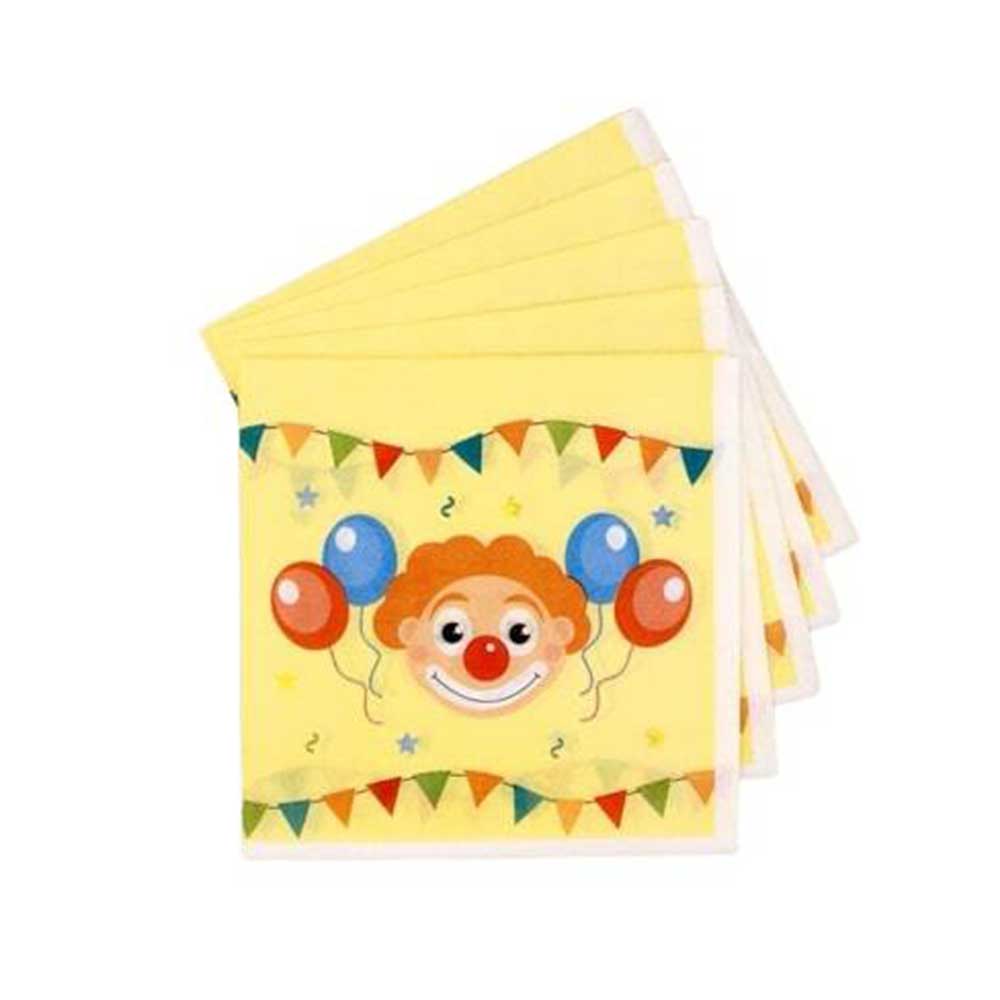 Papierservietten Clowns 2-lagig 33 x 33 cm 20 Stück bunt