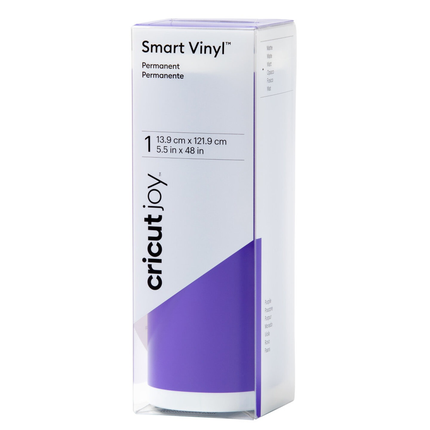 Verpackung von Smart Vinyl in lila. Enthält permanenten Vinyl für Cricut Joy.