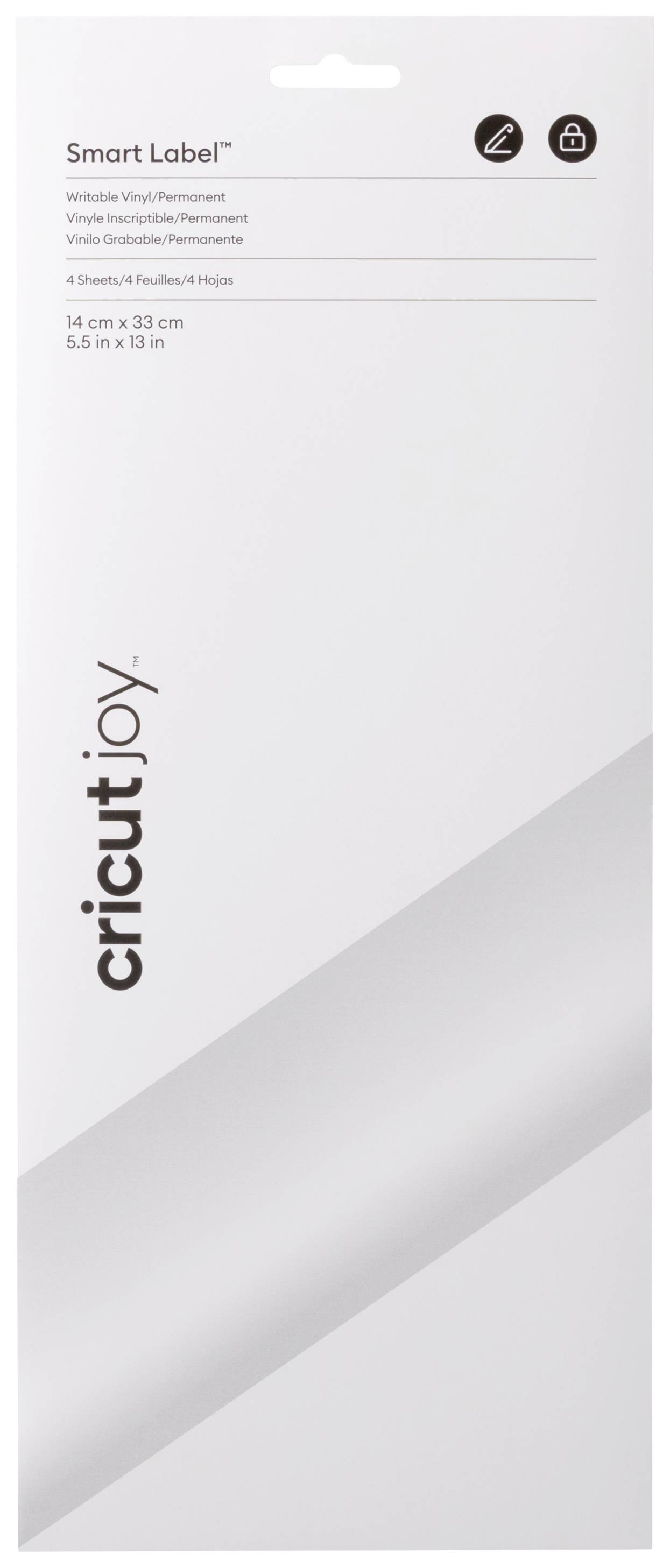 Verpackung für Smart Label aus beschreibbarem Vinyl. Enthält vier Blätter in der Größe 14 cm x 33 cm.