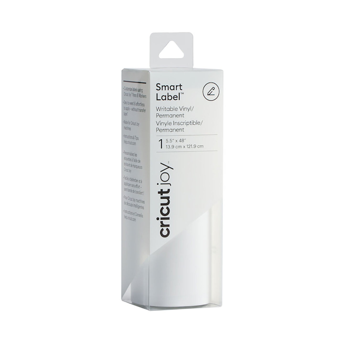 Verpackung für Cricut Joy Smart Label. Enthält beschreibbares, permanentes Vinyl.