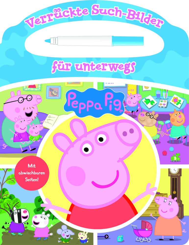 Peppa Pig - Verrückte Such-Bilder für unterwegs - Wimmelbuch - Pappbilderbuch mit Stift und abwischbaren Seiten ab 3 Jahren - Peppa Wutz - gebunden