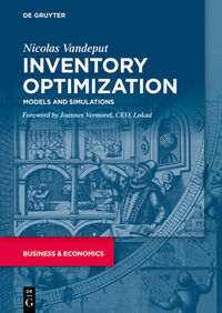 Buchcover mit dem Titel 'Inventory Optimization'. Grafische Darstellung im Hintergrund, Titel in großen Buchstaben.