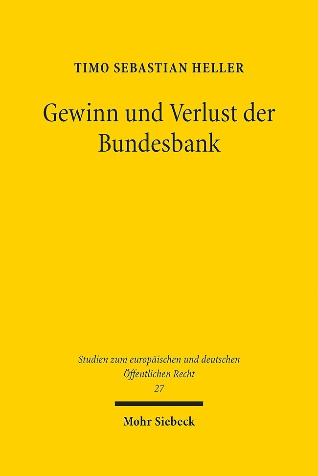 Buchcover in gelber Farbe. Titel: Gewinn und Verlust der Bundesbank von Timo Sebastian Heller.