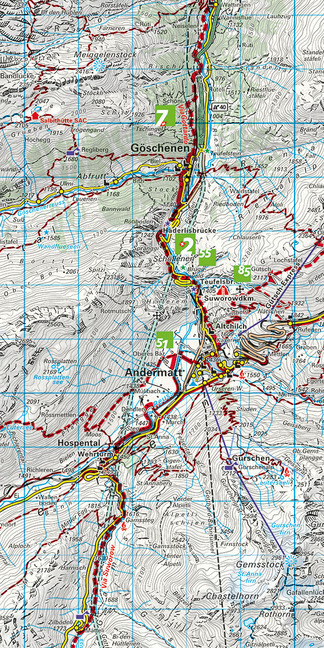 Kümmerly+Frey Wanderkarte 19 Gotthard 1:60.000