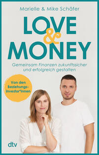 Buchcover mit dem Titel 'Love & Money'. Zwei Personen stehen nebeneinander, eine Frau und ein Mann, beide schauen in die Kamera.