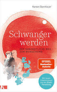Buchcover mit dem Titel 'Schwanger werden'. Wasserfarbener Hintergrund, zwei stilisierte Figuren.