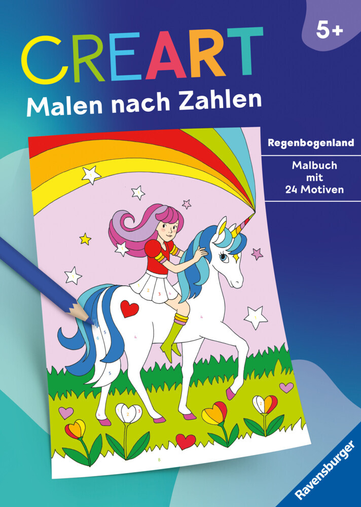 Ravensburger CreArt Malen nach Zahlen ab 5: Regenbogenland, Malbuch, 24 Motive - Taschenbuch