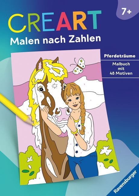 Ravensburger CreArt Malen nach Zahlen ab 7: Pferdeträume, Großes Malbuch, 48 Motive - Taschenbuch