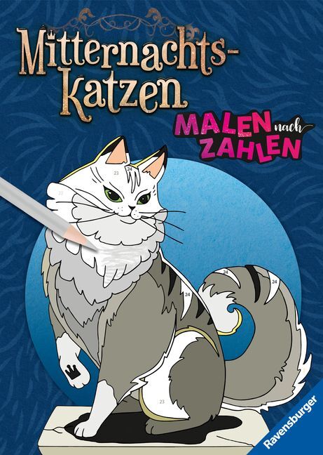 Ravensburger Malen nach Zahlen Mitternachtskatzen - 32 Motive abgestimmt auf Buntstiftsets mit 24 Farben (Stifte nicht enthalten) - Malbuch mit nummerierten Ausmalfeldern für fortgeschritten - Taschenbuch