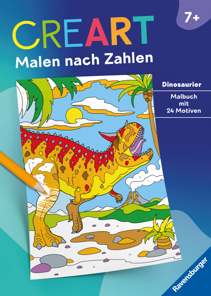 Ravensburger CreArt Malen nach Zahlen ab 7: Dinosaurier, Malbuch, 24 Motive - Taschenbuch