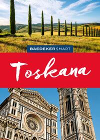 Buchcover mit dem Titel 'Toskana'. Landschaft mit Zypressen und historischem Gebäude.