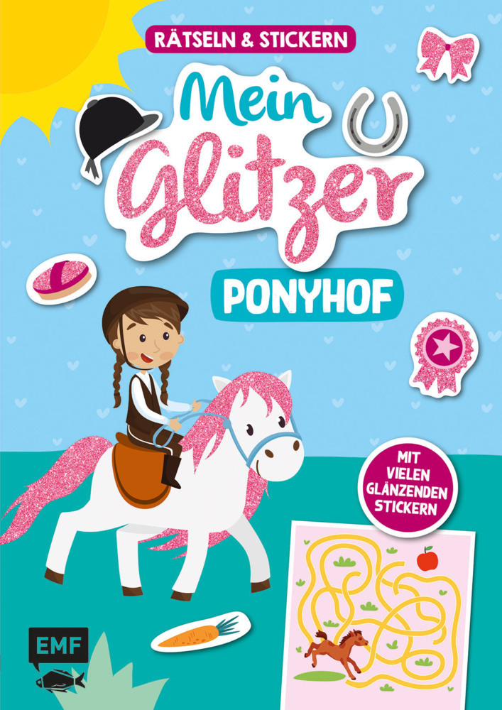 Rätseln und Stickern - Mein Glitzer-Ponyhof: Mit vielen glänzenden Stickern - Taschenbuch