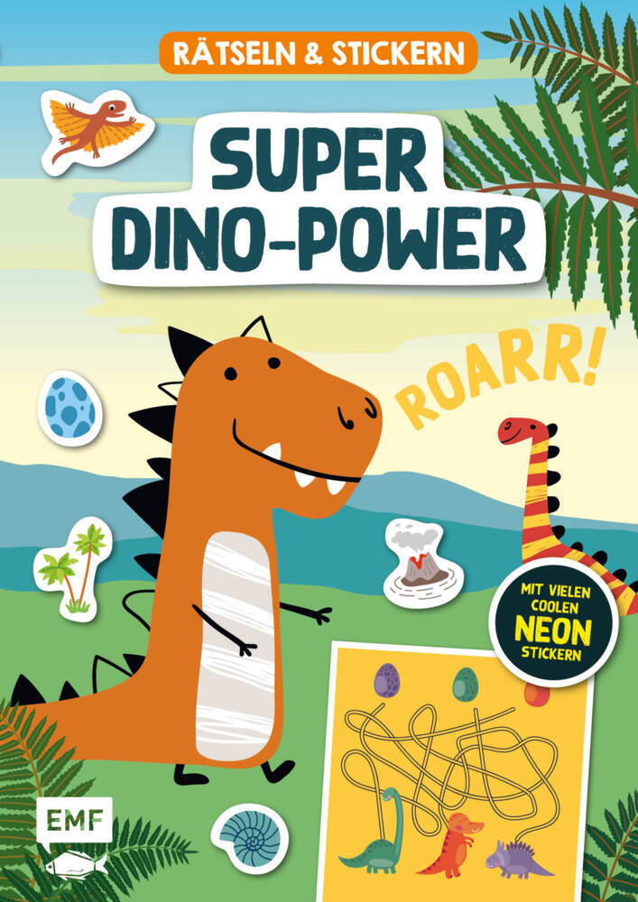 Rätseln und Stickern - Super-Dino-Power: Mit vielen coolen Neon-Stickern - Taschenbuch