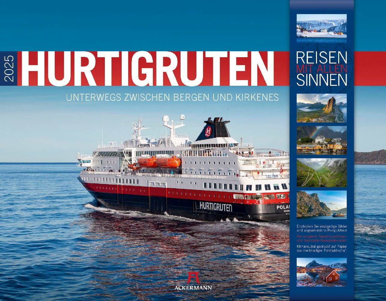 Ackermann Kunstverlag: Hurtigruten - Unterwegs zwischen Bergen und Kirkenes Kalender 2025