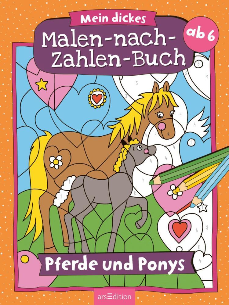 Malen nach Zahlen : Mein dickes Malen-nach-Zahlen-Buch - Pferde und Ponys - Taschenbuch