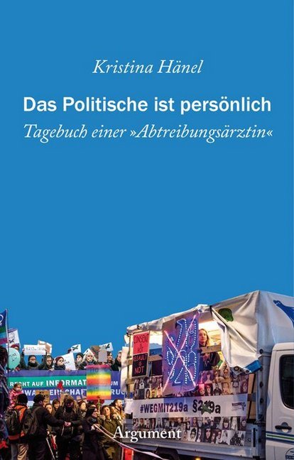 Buchcover mit blauem Hintergrund. Titel: Das Politische ist persönlich, Autorin: Kristina Hänel.