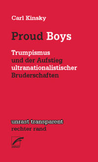 Buchcover mit rotem Hintergrund. Titel: Proud Boys, Autor: Carl Kinsky.
