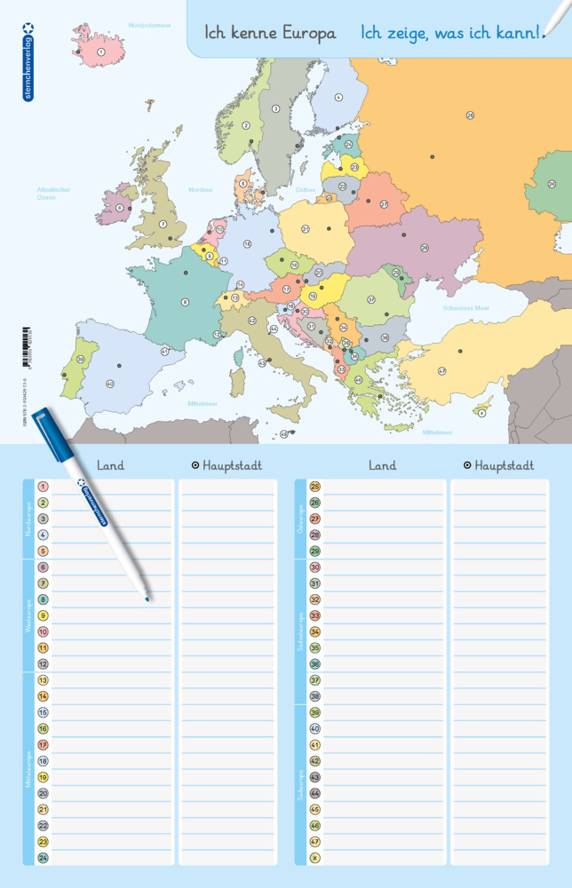 Katrin Langhans: Ich kenne Europa - Länder und Hauptstädte - Lerntafel mit Stift - ringbuch