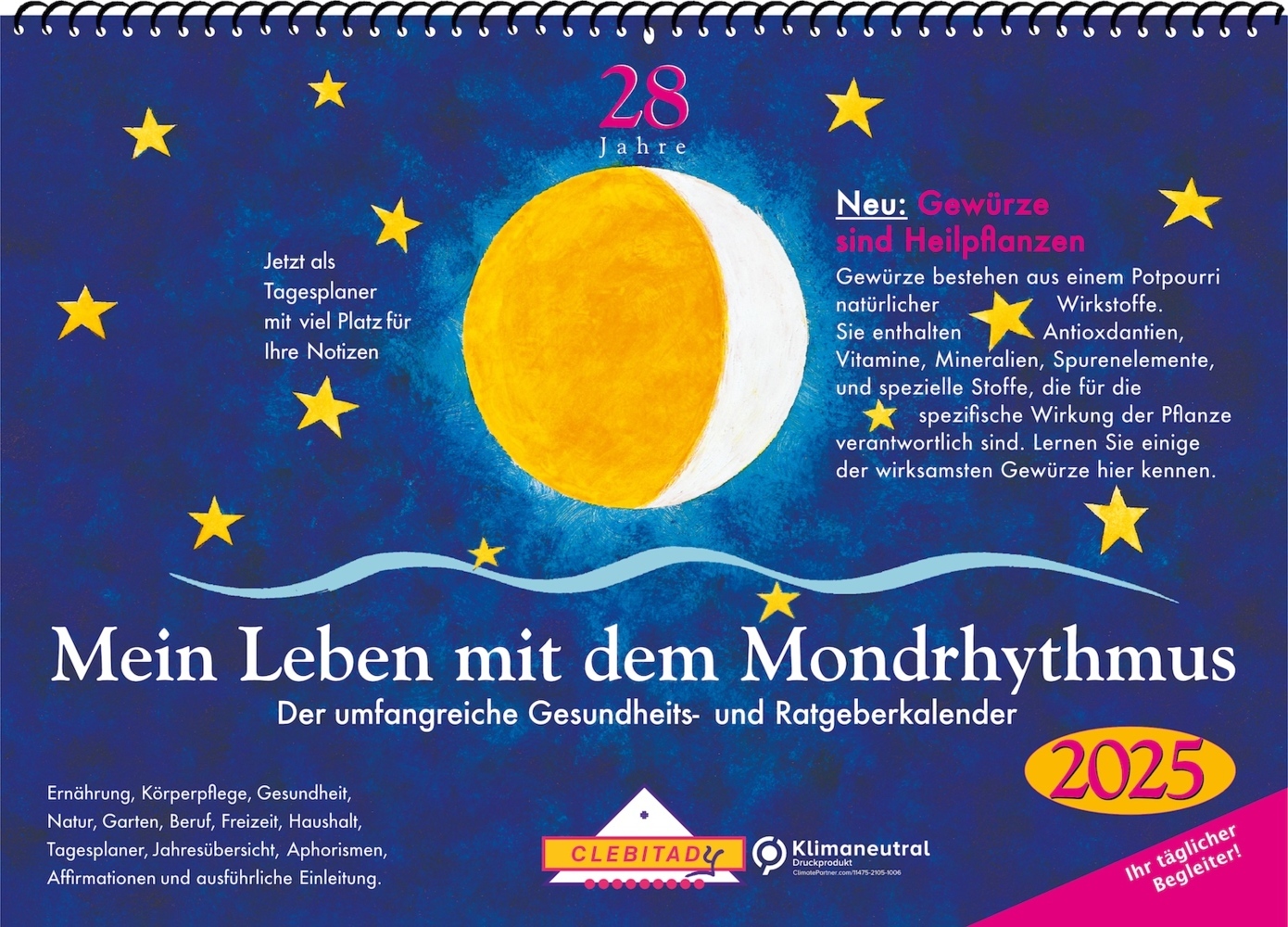 Mein Leben mit dem Mondrhythmus 2025, Wandkalender