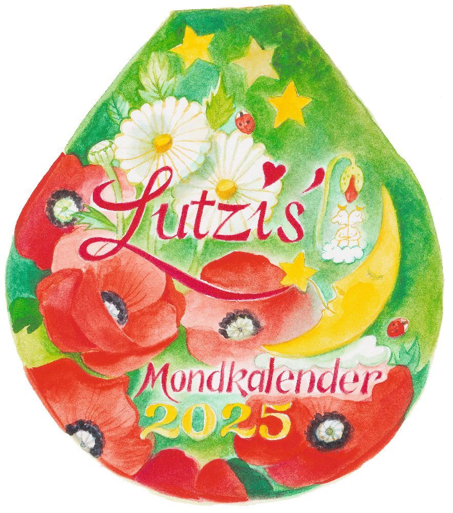 Andrea Lutzenberger: Lutzis Mondkalender rund Ø 16cm (Tagesabreisskalender) 2025