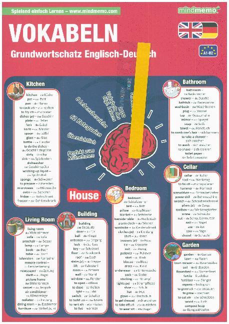 mindmemo Lernfolder - Grundwortschatz Englisch / Deutsch - 1100 Vokabeln - Lernhilfe - Taschenbuch