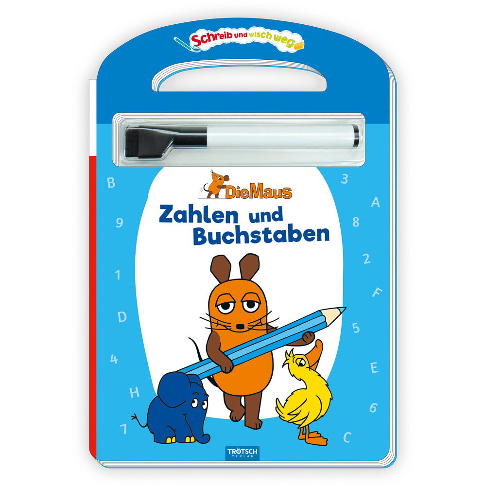 Trötsch Die Maus Schreib und wisch weg Pappenbuch Zahlen und Buchstaben