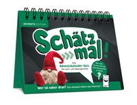 Ein Tischkalender mit dem Titel 'Schatz mal!'. Auf der Vorderseite ist ein Wichtel abgebildet.