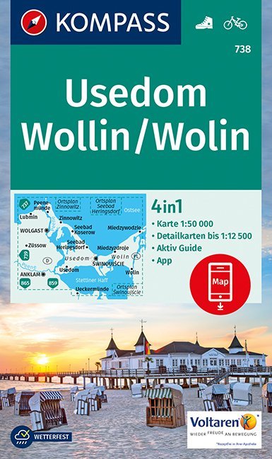 KOMPASS Wanderkarte 738 Insel Usedom - Insel Wollin/Wolin 1:50.000