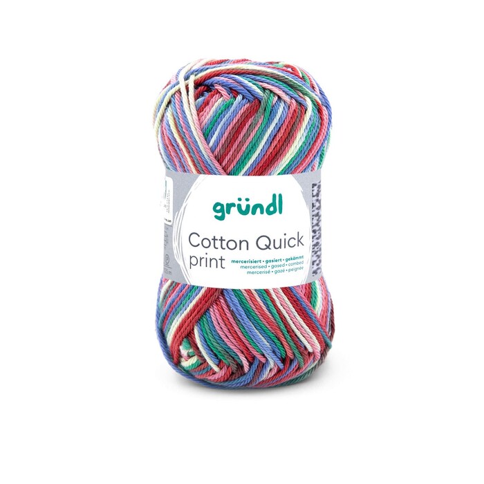 GRÜNDL Strickgarn Cotton Quick print rot/blau/gelb