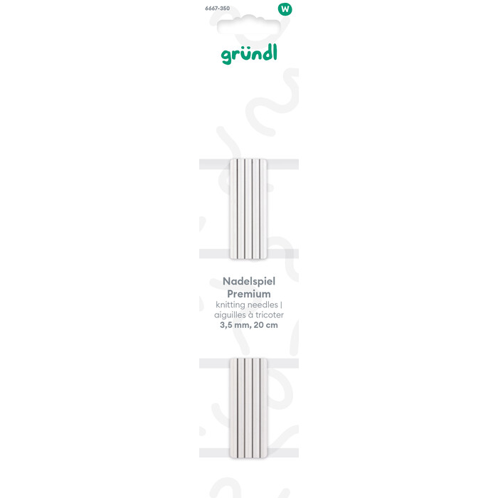 GRÜNDL Nadelspiel Premium 5 Stück 20 cm silber