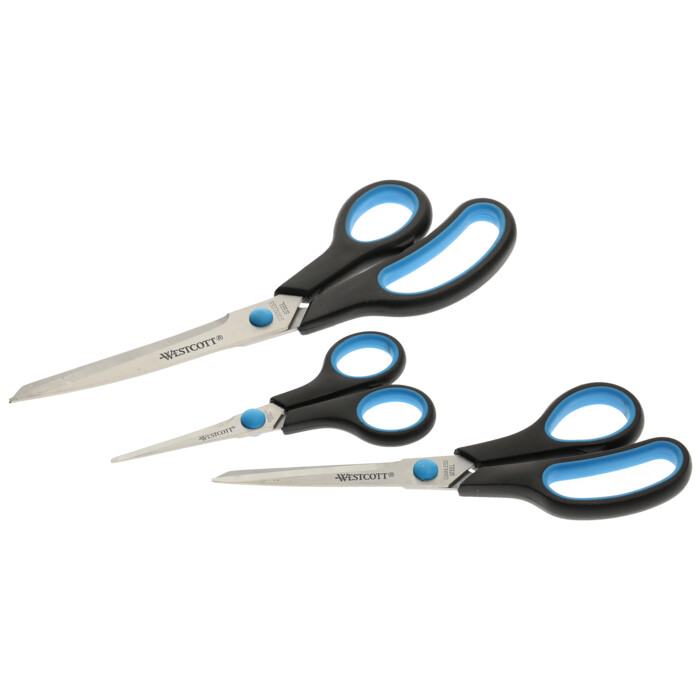 WESTCOTT Softgrip-Scheren-Set 3 Teile blau/schwarz