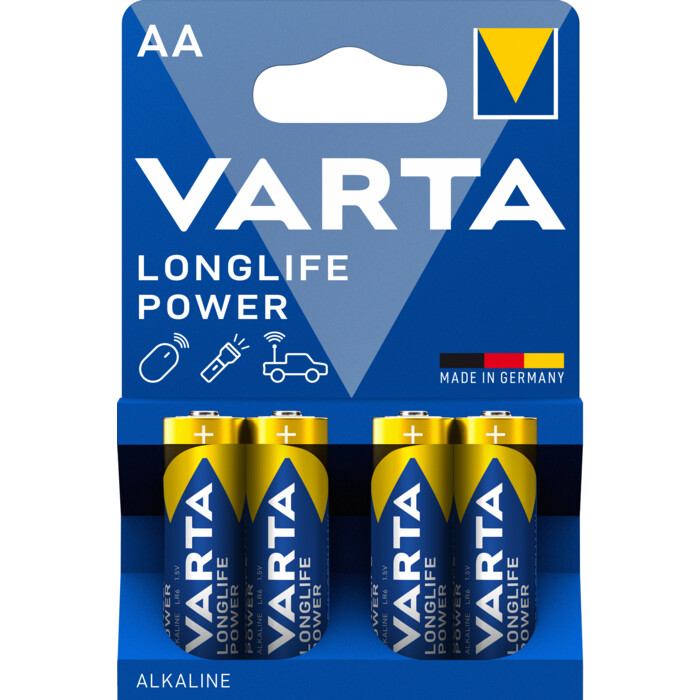 VARTA Mignon AA Batterie, 4 Stück, LONGLIFE Power
