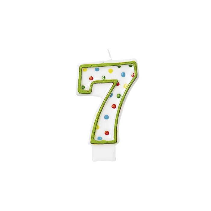 Zahlenkerze Nr. 7, mit Punkten, 1 Stück