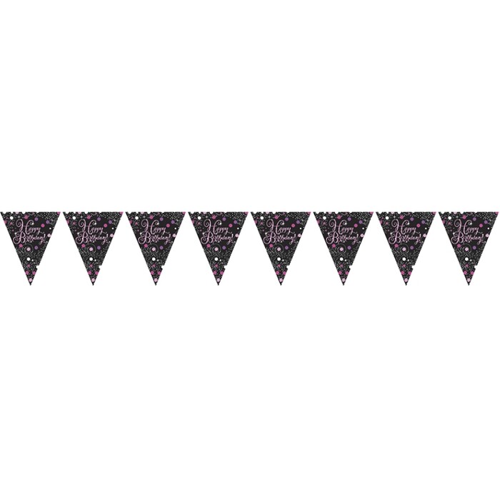 Fahnenkette - Sparkling, 3.96m, schwarz/pink
