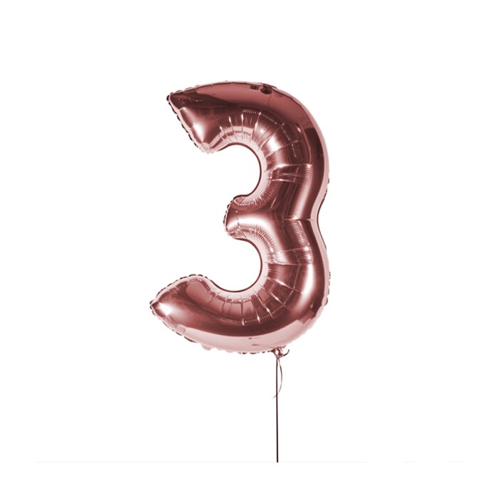 Folienballon Zahl 3 rosé-gold XXL