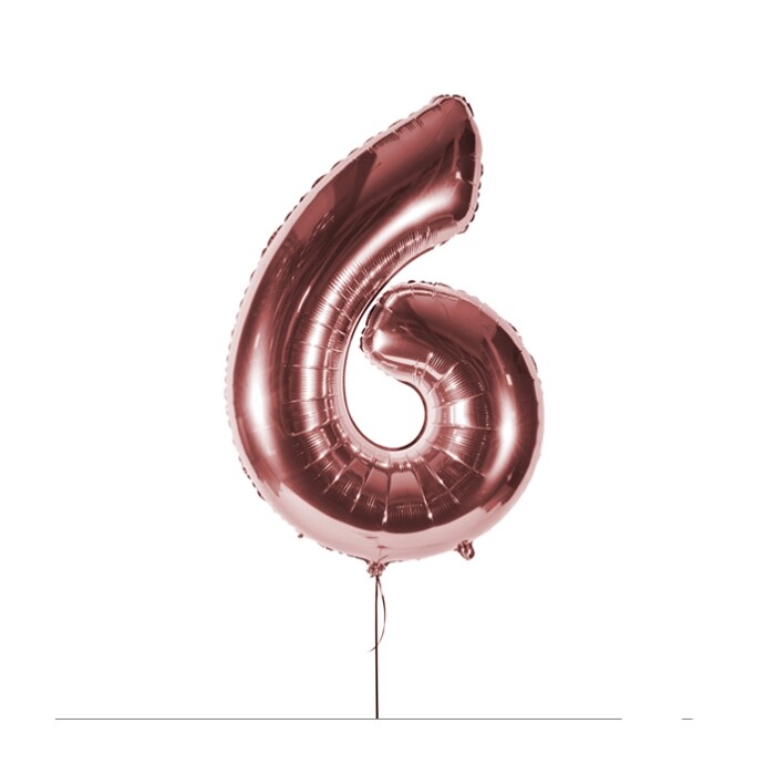 Folienballon Zahl 6 rosé-gold XXL