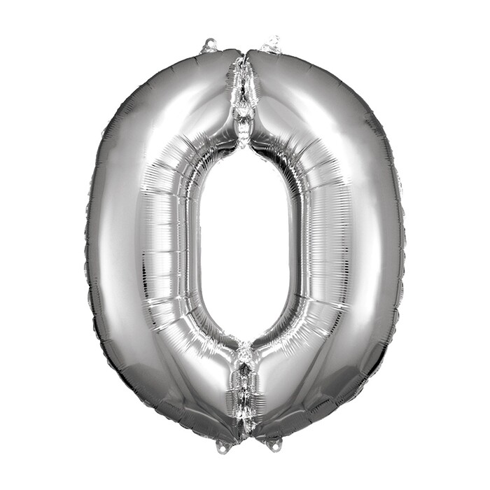 Folienballon Zahl 0 silber