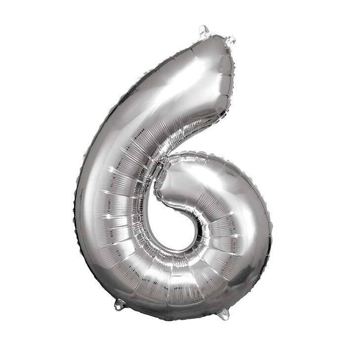 Folienballon Zahl 6 silber