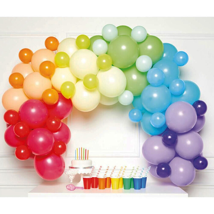 AMSCAN DIY Ballongirlande Regenbogen 78 Ballons in 3 unterschiedlichen Größen mehrfarbig