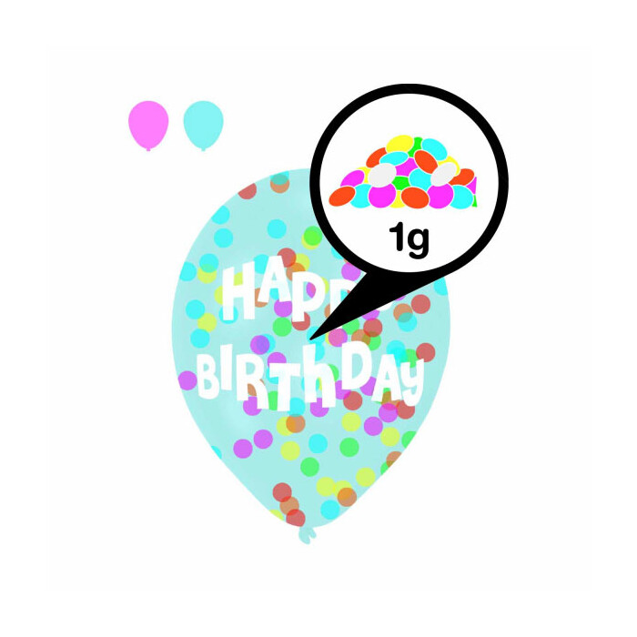 AMSCAN Latexballons Happy Birthday mit Konfettifüllung 27,5 cm 6 Stück bunt